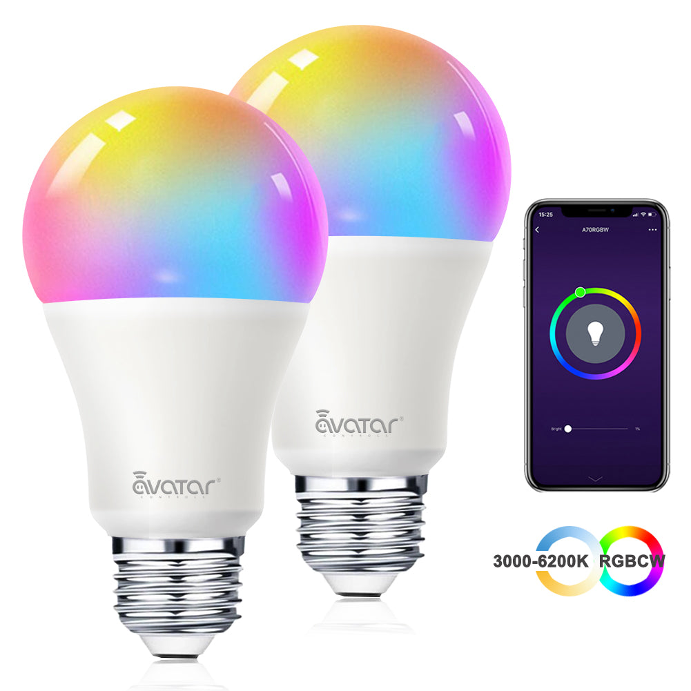 Lot de 2 Ampoules LED RGB Intelligente E27 Wifi Smart Bulb