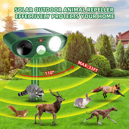 Solar Animal Repellent Ultrasonic Animal Repeller Outdoor Deer Repellent with Motion Detection