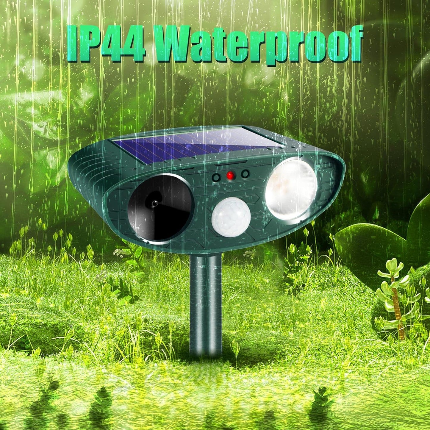 Solar Animal Repellent Ultrasonic Animal Repeller Outdoor Deer Repellent with Motion Detection