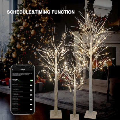 6FT Smart Lighted Birch Tree with APP Home Decor Warm White