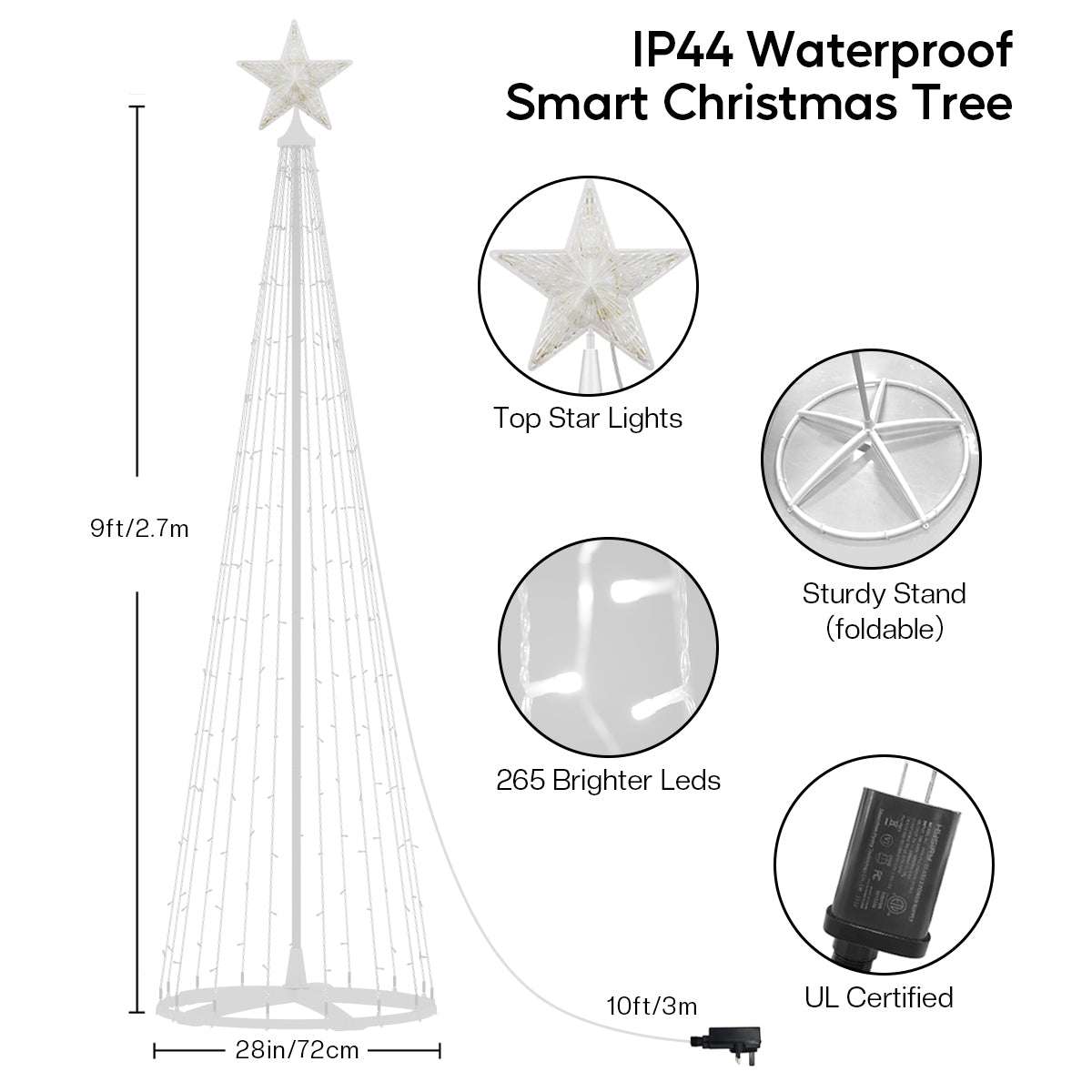 Smart LED Christmas Cone Tree Lights 8FT/9FT (2024 New)