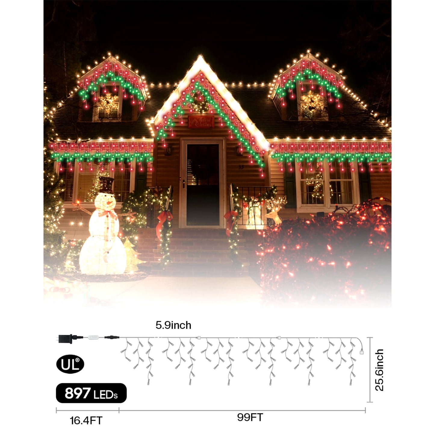 Smart Icicle Lights 99FT 897LEDs