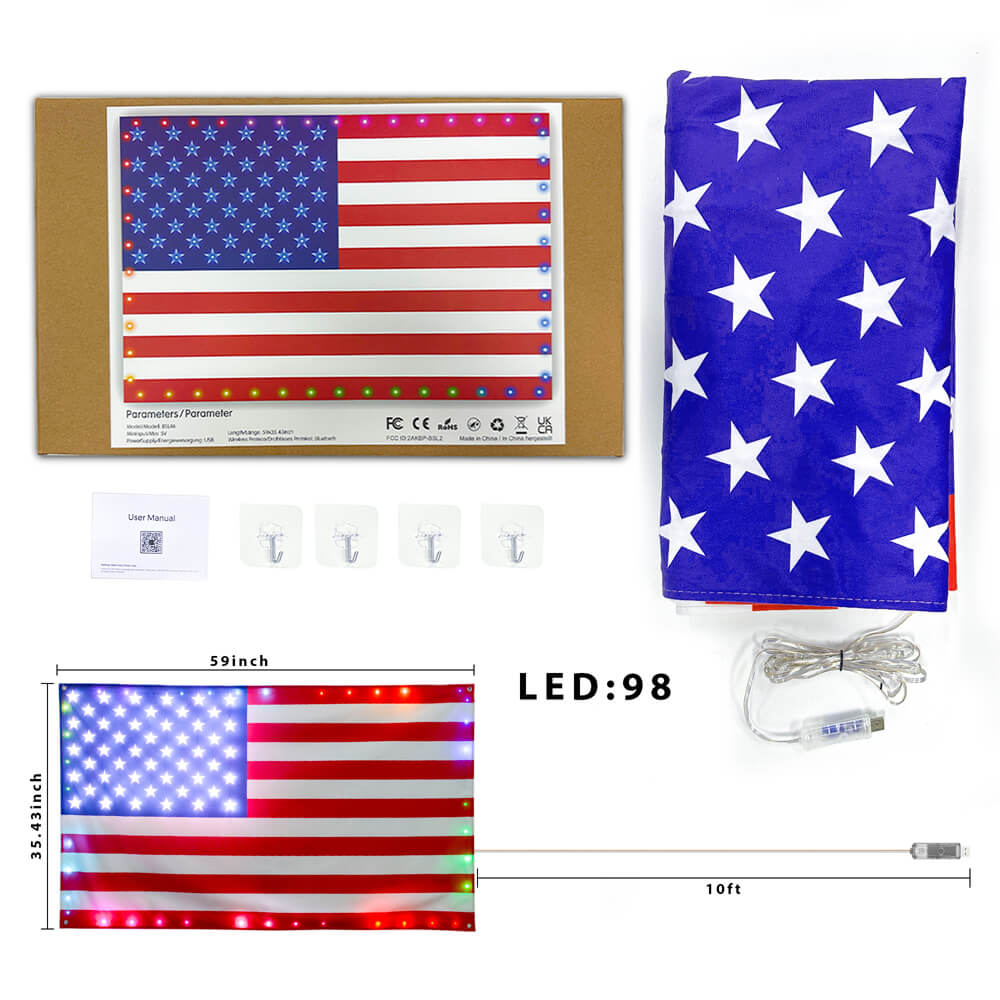 Patriotic Bright Proud American USA Flag LED Night Light Room high quality Wall Decoration