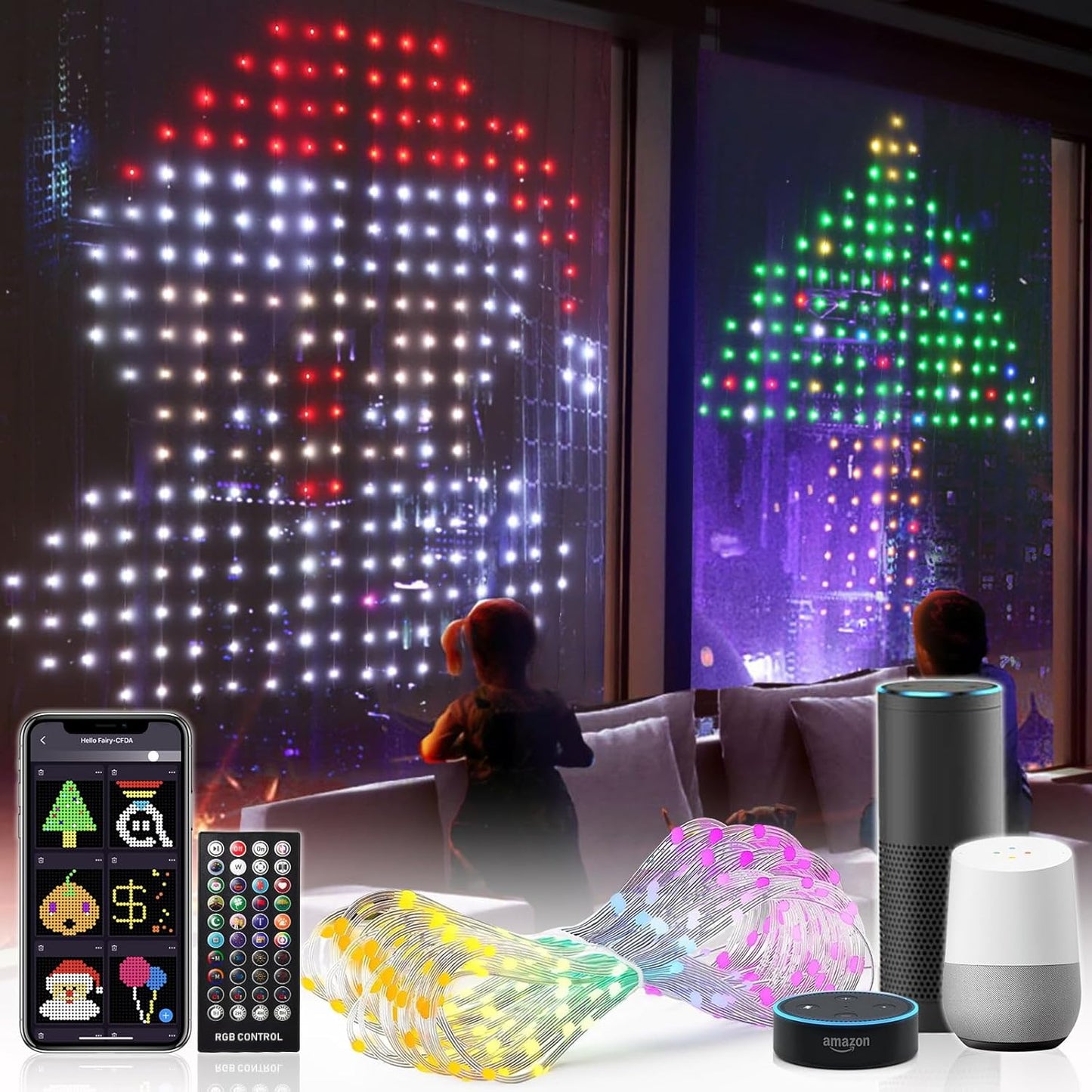 Smart Curtain Lights String with 400/540 RGB LEDs DIY Your Effects