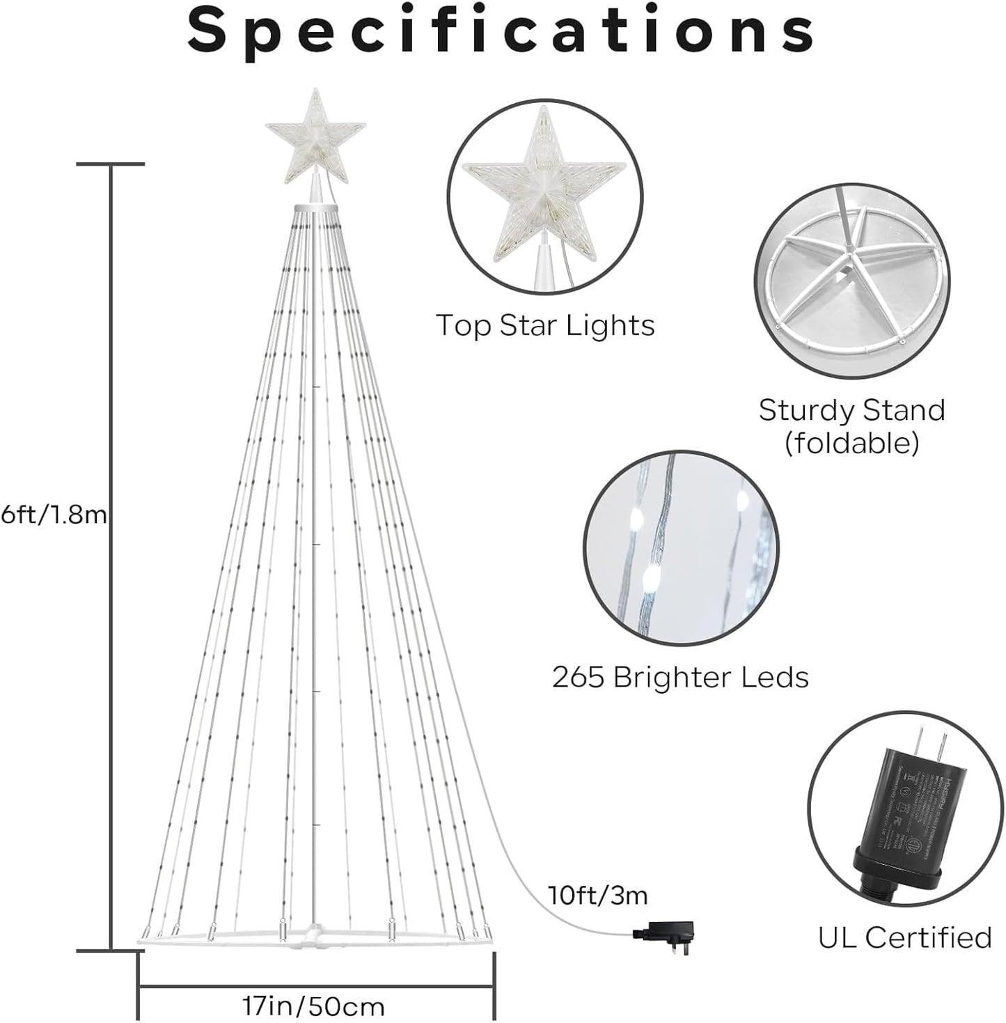 Cone Tree Christmas Lights 6FT/1.8M