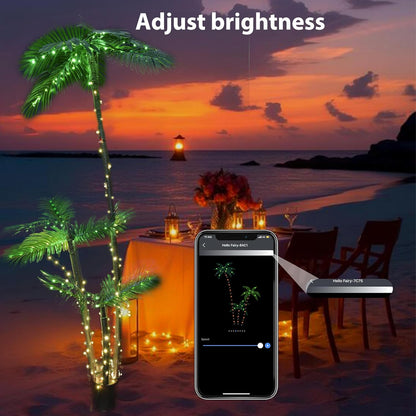 6FT/7FT Lighted Artificial Smart Palm Tree Christmas Tree Warm White with App Control