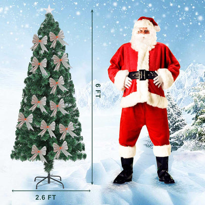 6FT Pre-lit Fiber Optic Christmas Tree with RGB Color Changing LED Lights