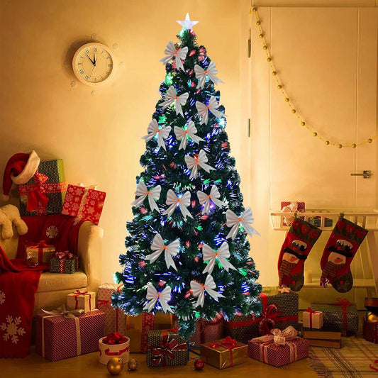 6FT Pre-lit Fiber Optic Christmas Tree with RGB Color Changing LED Lights