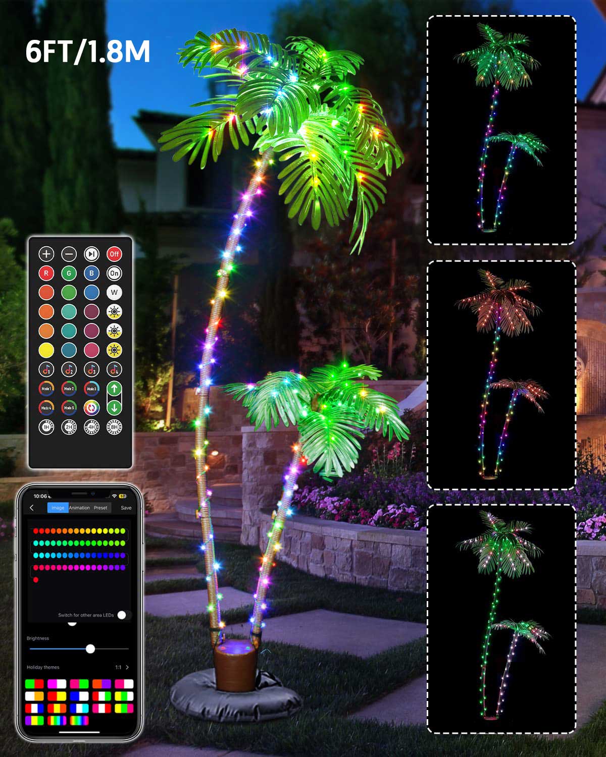 6ft shops light up palm tree