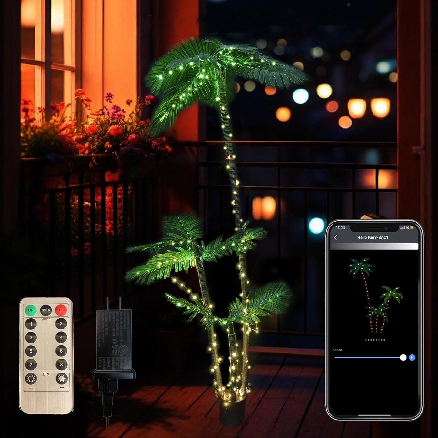 6FT/7FT Lighted Artificial Smart Palm Tree Christmas Tree Warm White with App Control