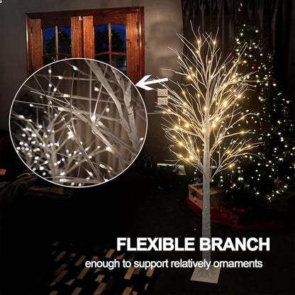 6FT Smart Lighted Birch Tree with APP Home Decor Warm White