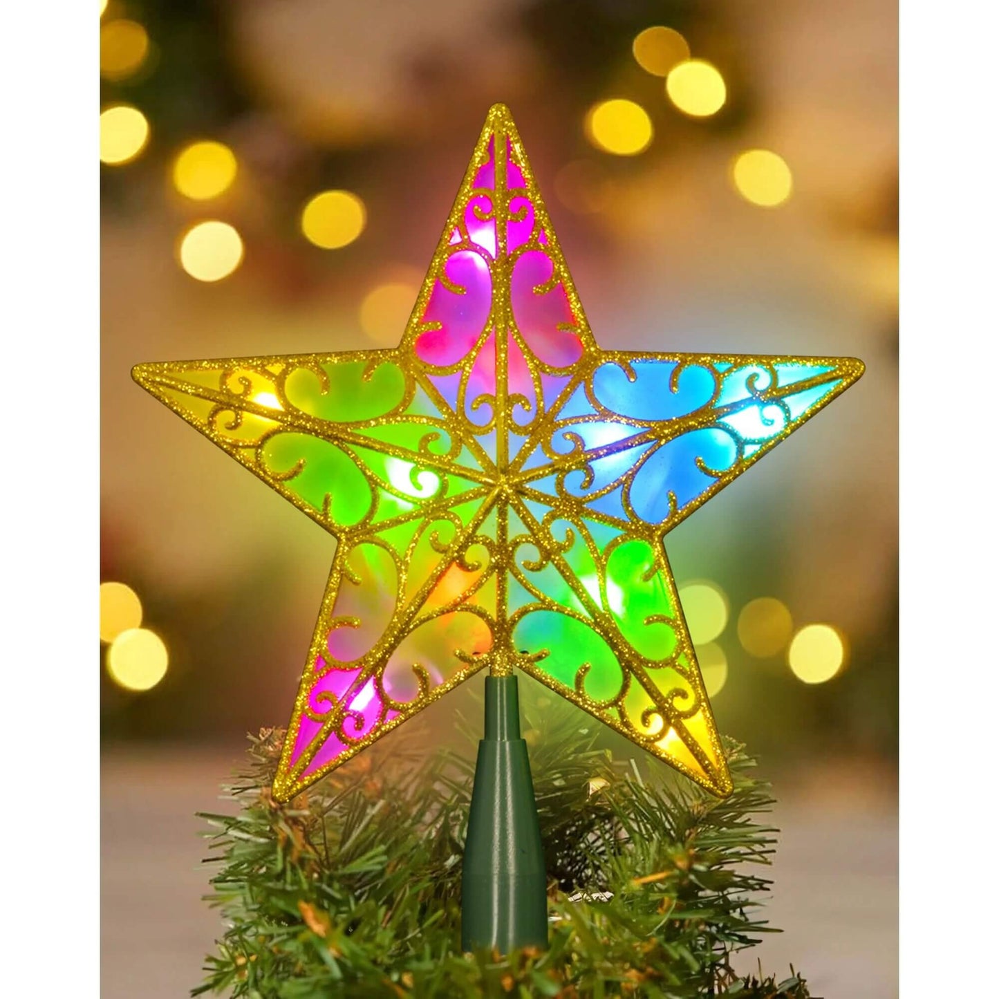 9" Christmas Gold Glitter Tree Topper