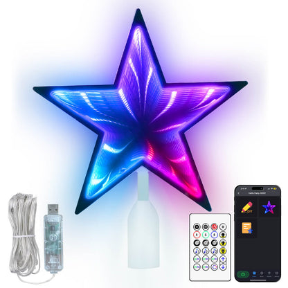 7.5" Christmas Tree Topper Smart Star Light with Abyss Mirror Effect