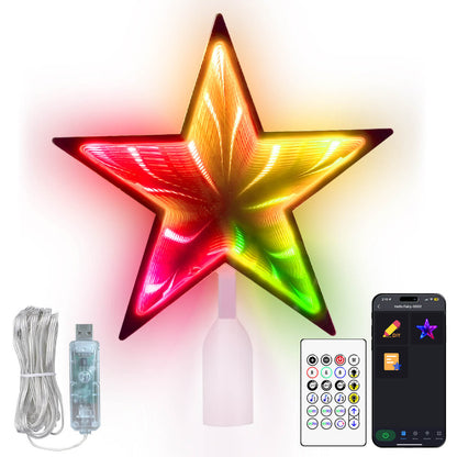 7.5" Christmas Tree Topper Smart Star Light with Abyss Mirror Effect