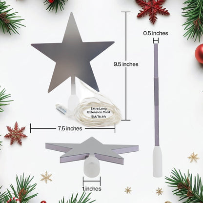 7.5" Christmas Tree Topper Smart Star Light with Abyss Mirror Effect