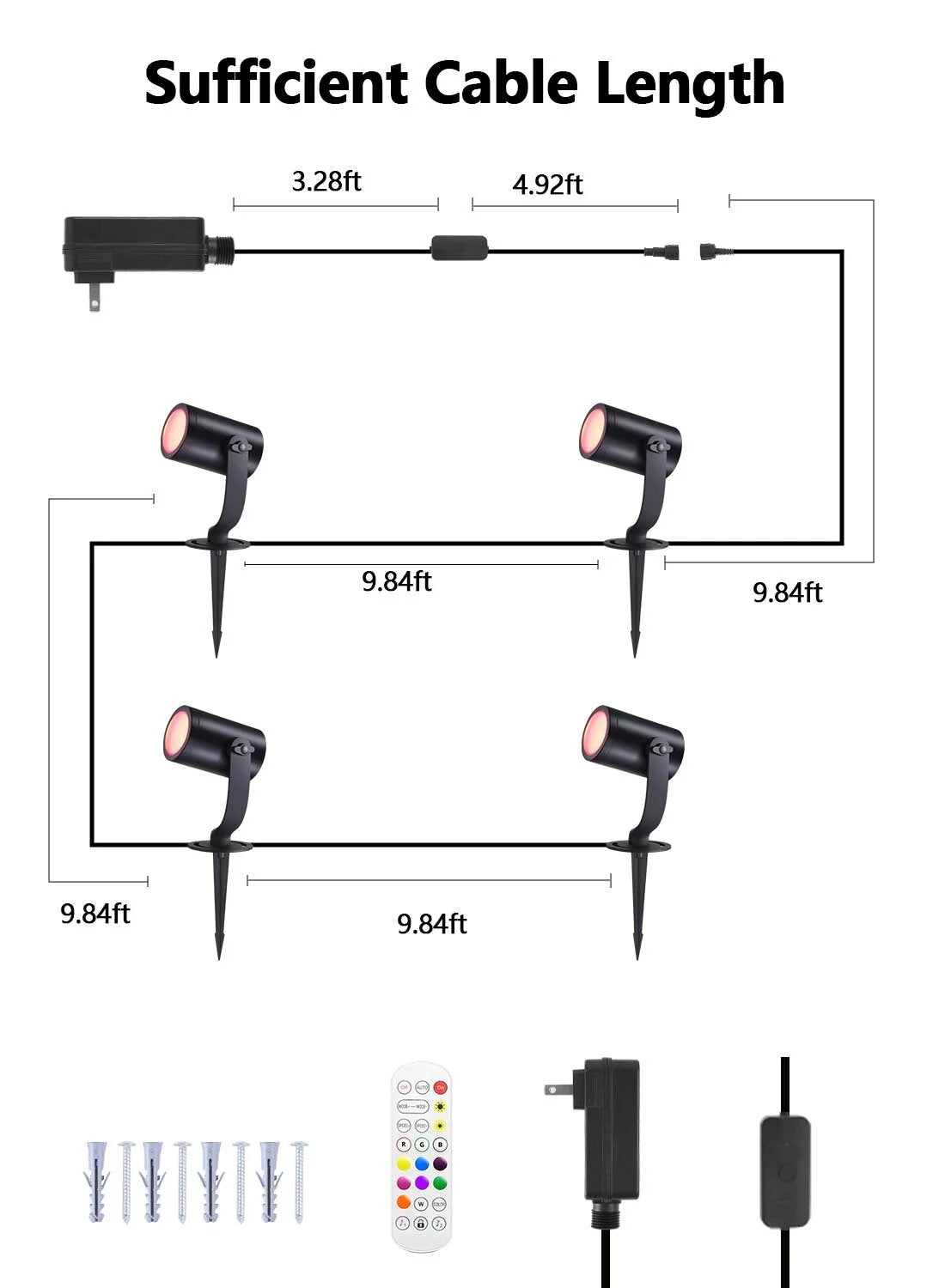 Outdoor Smart RGB Spot Lights 4PCS/Pack