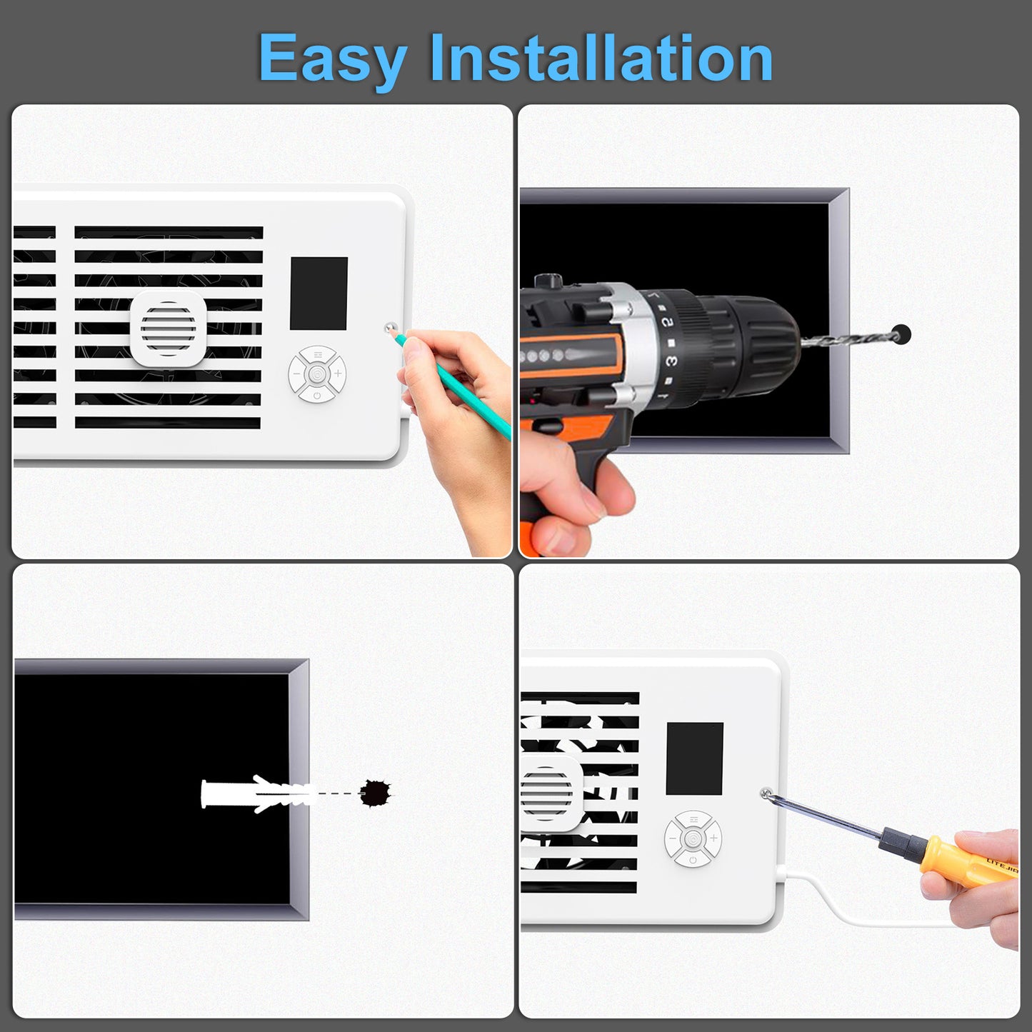 Smart Vent Booster Fan with Remote Control 4" x 10"