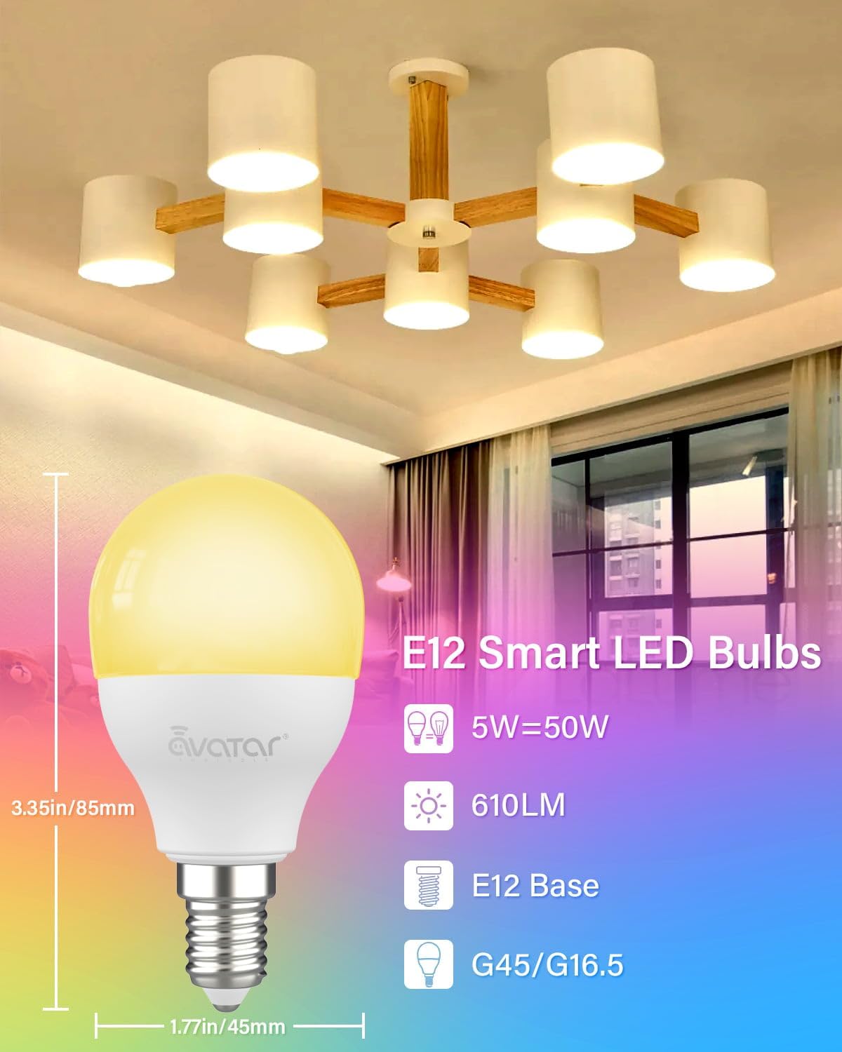 E12/G45 Smart LED Light Bulbs (4 PACK)