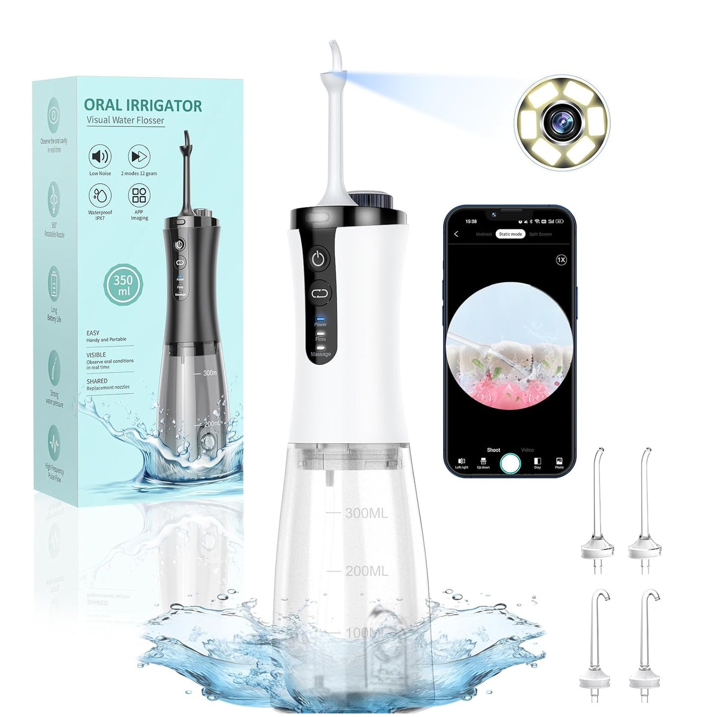 Visual Water Flosser with Camera for Teeth