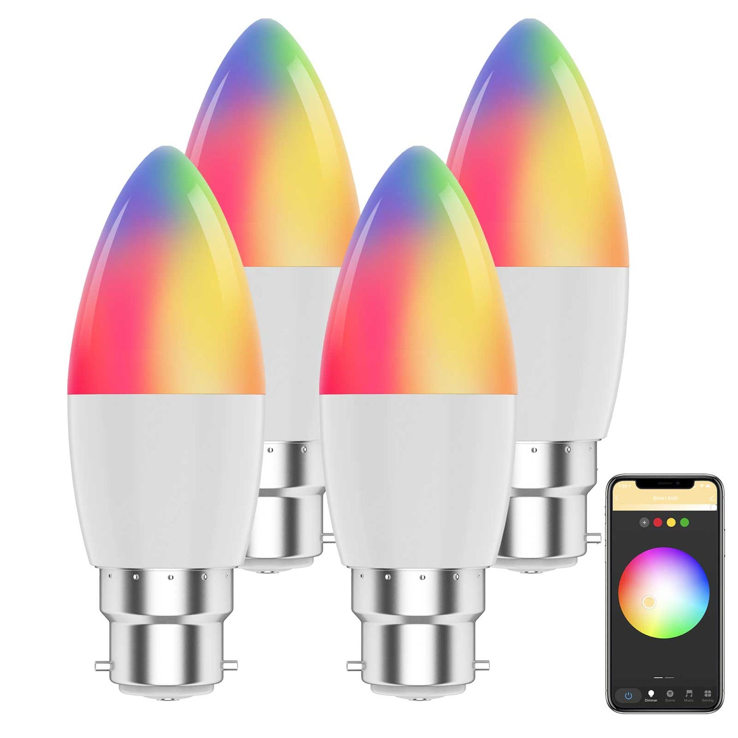 B22 C37 Smart WiFi Candle Bulb RGBCW 5W