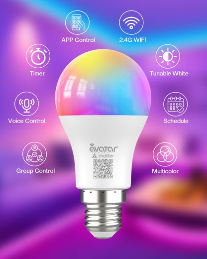 E26 A19 Smart Bulb Matter over WiFi (2-Pack)