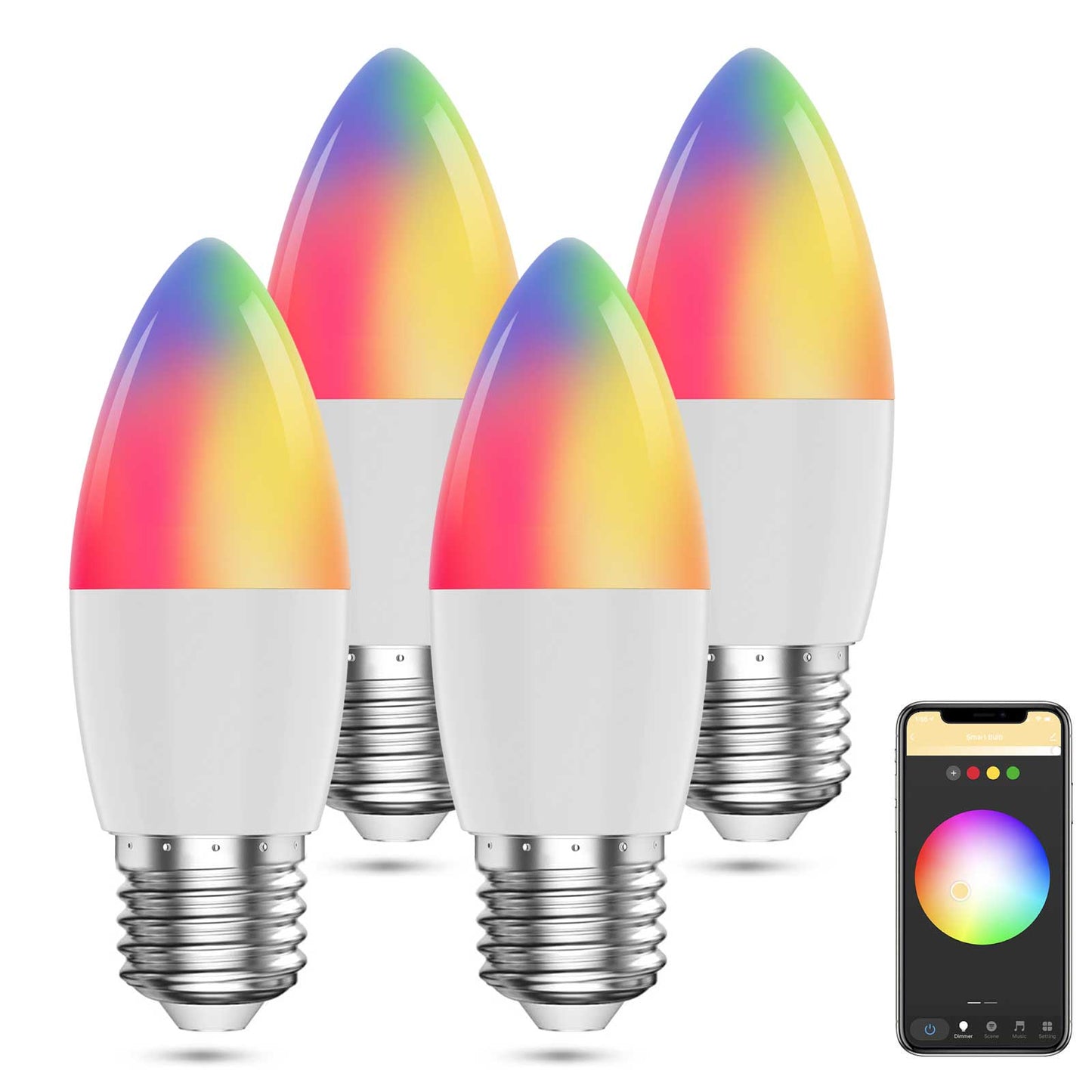 E27 C37 Smart WiFi Candle Bulb RGBCW 5W