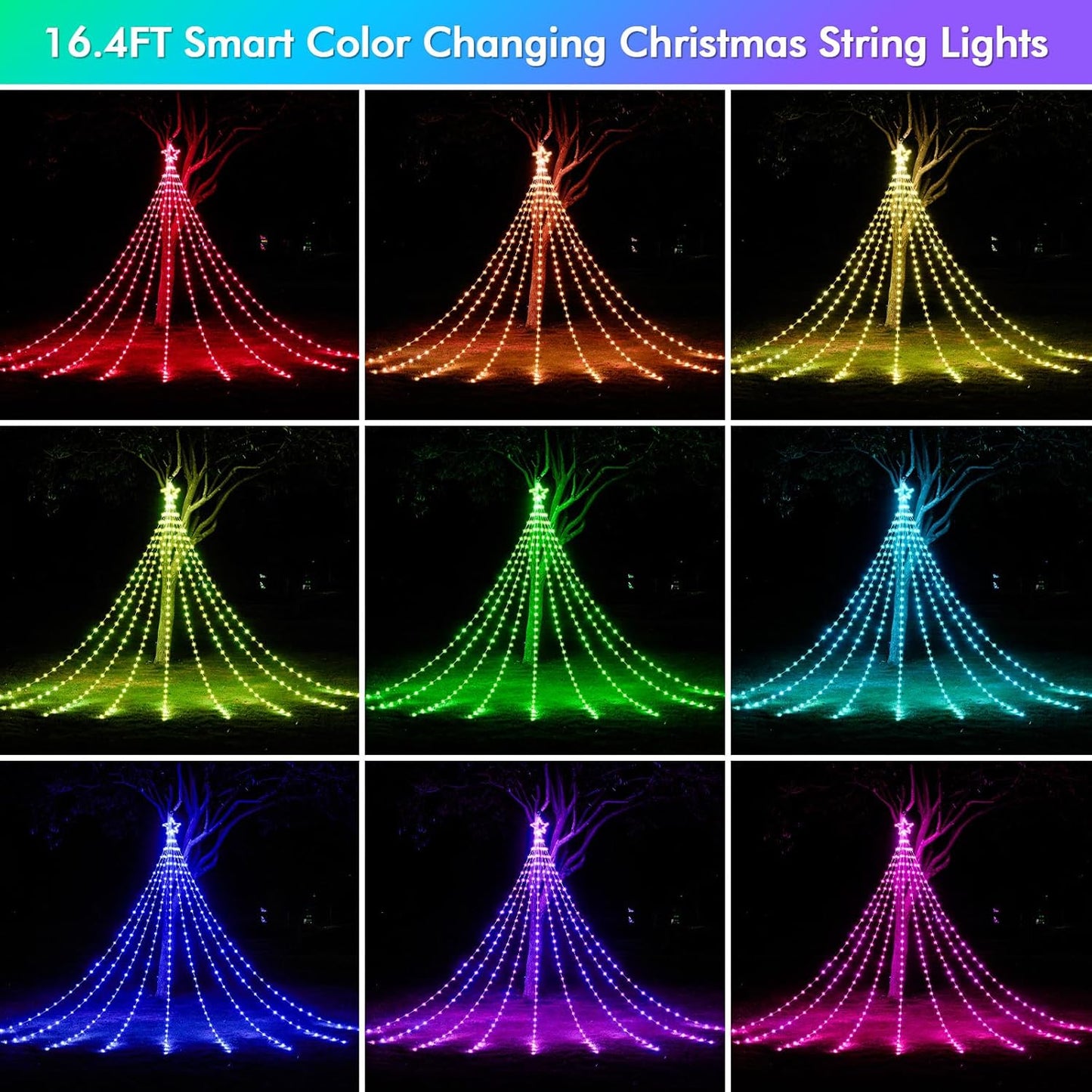 Waterfall Christmas Decorations Star String Lights