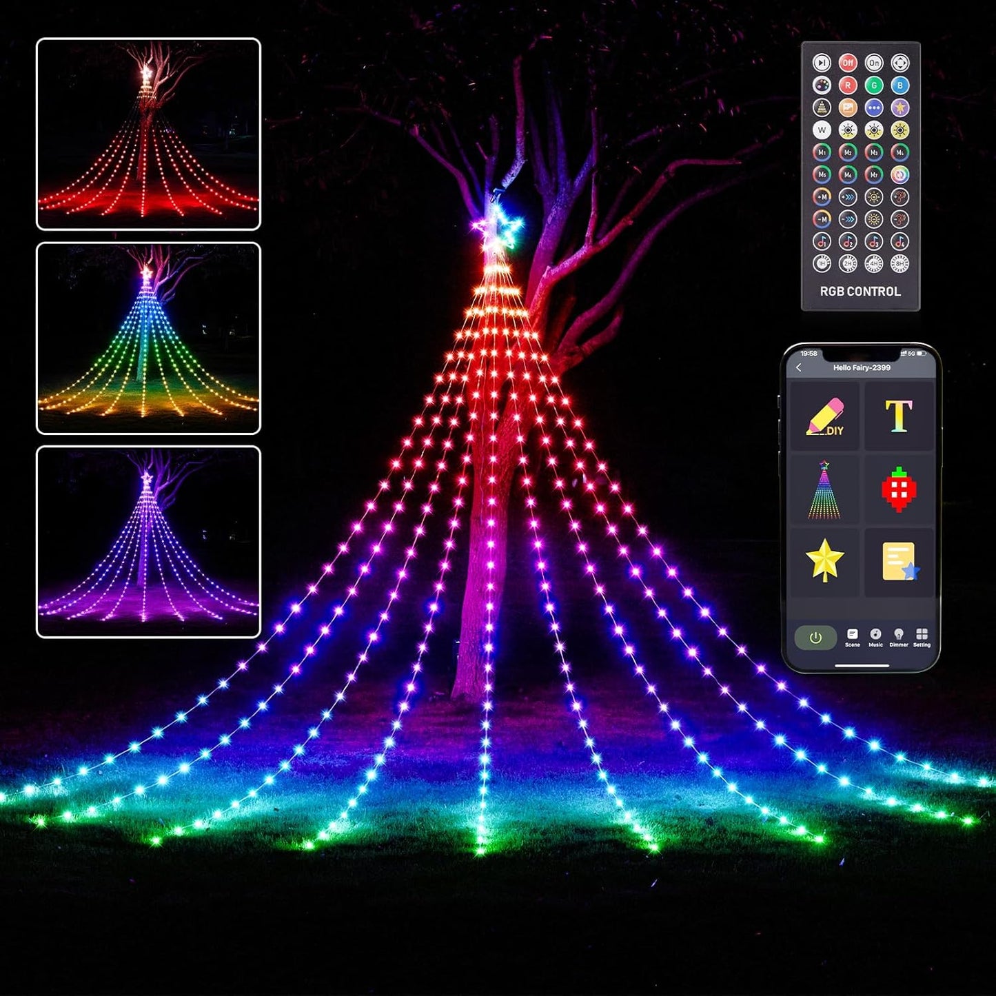 Waterfall Christmas Decorations Star String Lights