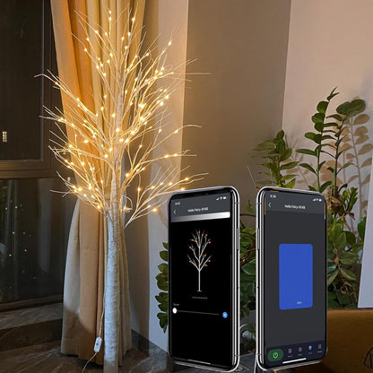 6FT Smart Lighted Birch Tree with APP Home Decor Warm White