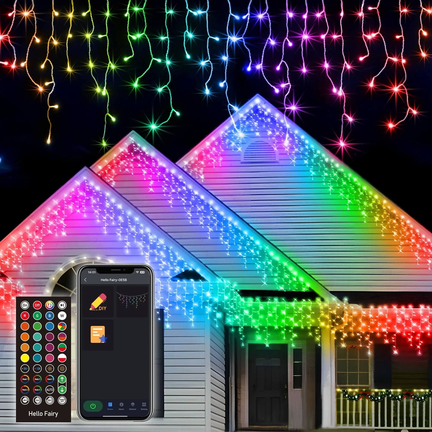 Programmable RGBIC Icicle Holiday Lights