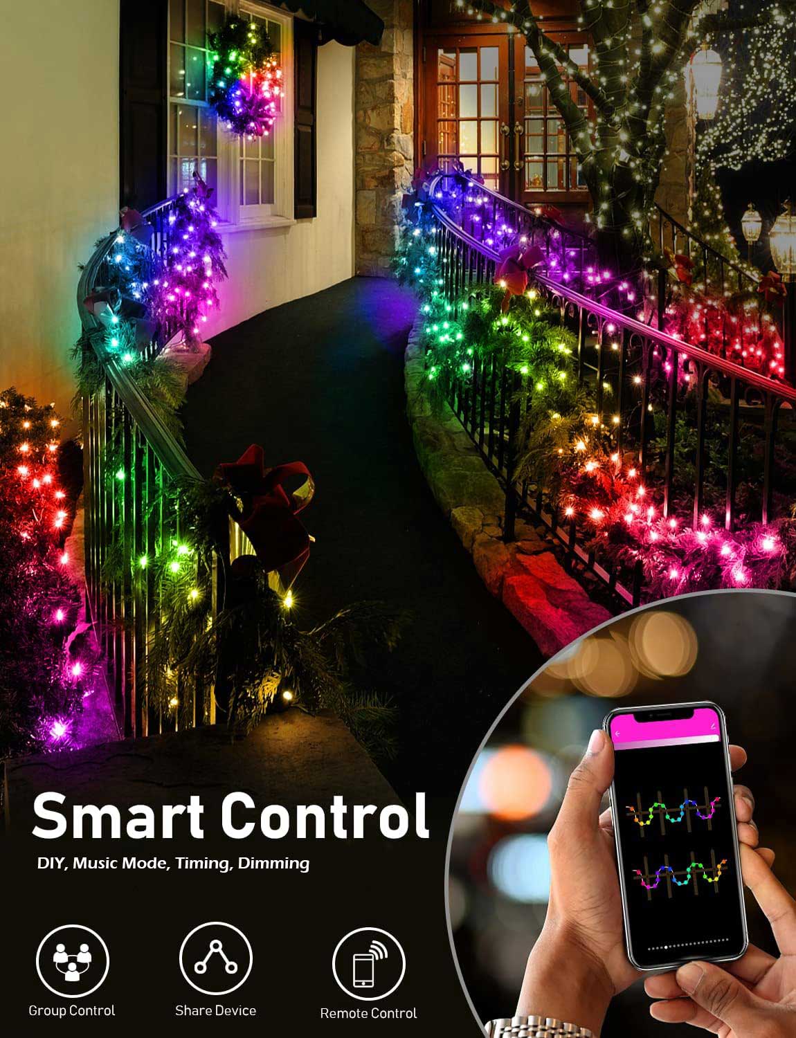 Outdoor String Lights Hello Fairy App Control 33FT/10M RGB 100LEDs