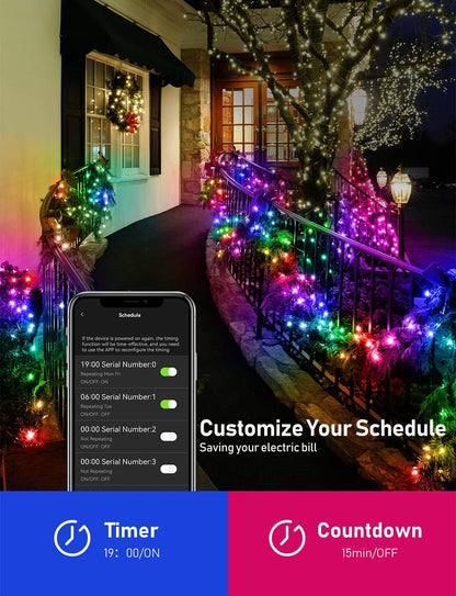 Outdoor String Lights Hello Fairy App Control 33FT/10M RGB 100LEDs