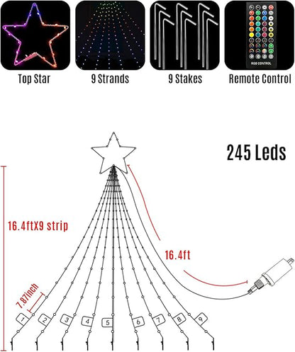 Waterfall Christmas Decorations Star String Lights (F5 LED Version)