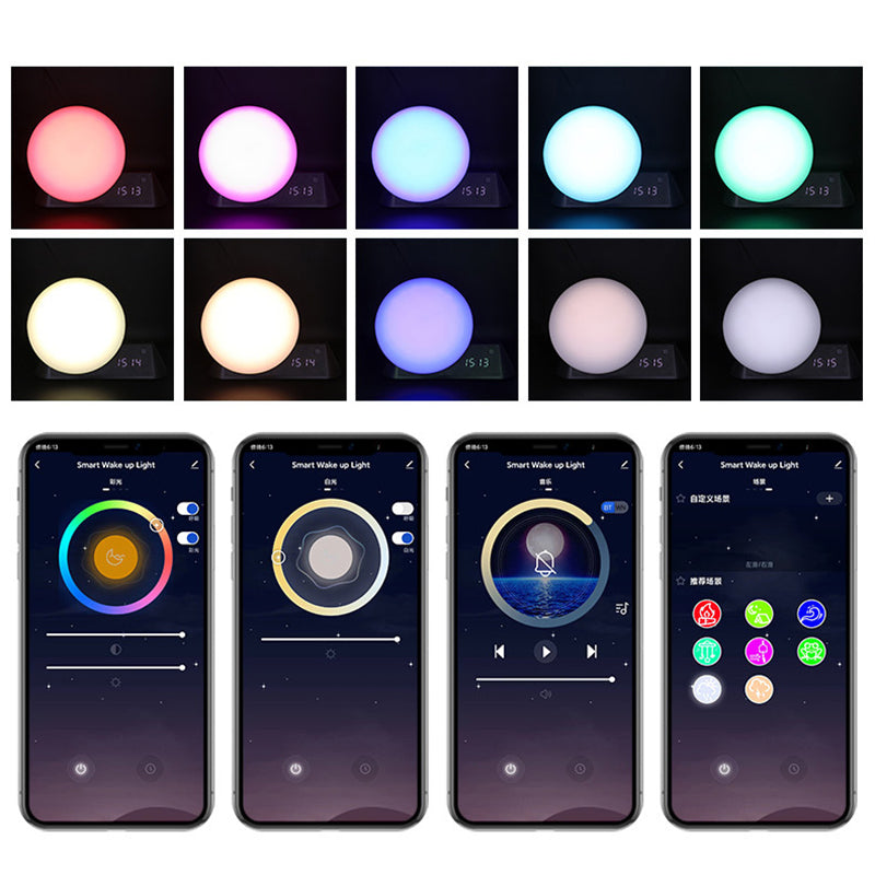 Smart Wake Light Alarm BT Speaker Works Alexa AvatarControls