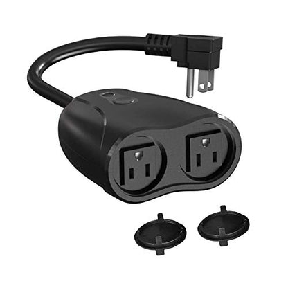 JUNLIT Outdoor Smart Plug, Waterproof Heavy Duty Outlet with 2 Sockets,  Compatible with Alexa and Google Home, Voice Control, Timer for Christmas