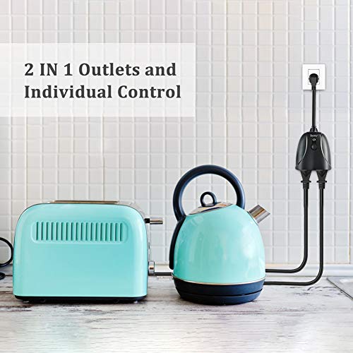 OOWOLF Outdoor Smart Plug with 2 Sockets, IP64 Waterproof WiFi Outlet  Compatible with Alexa and Google []