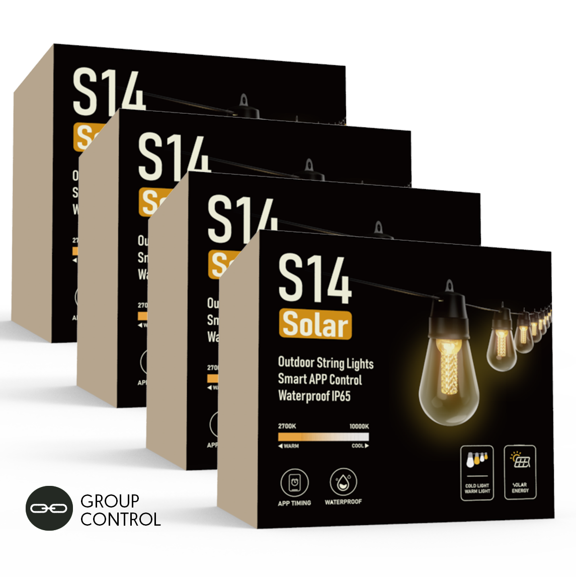 Smart Outdoor String Lights Solar Powered S14/45FT – AvatarControls